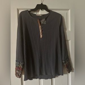 Soft Surrounding detailed ribbed top